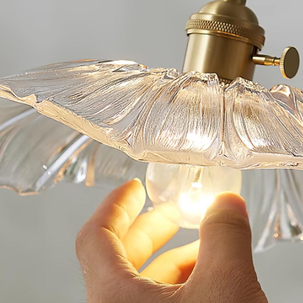 Lenera Bloom Glass Pendant Lamp — Flower-Shaped Glass Shade and Copper Accents