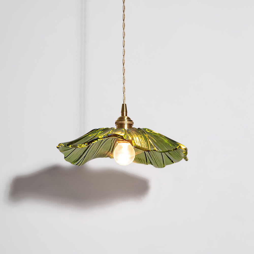 Lenera Bloom Glass Pendant Lamp — Flower-Shaped Glass Shade and Copper Accents