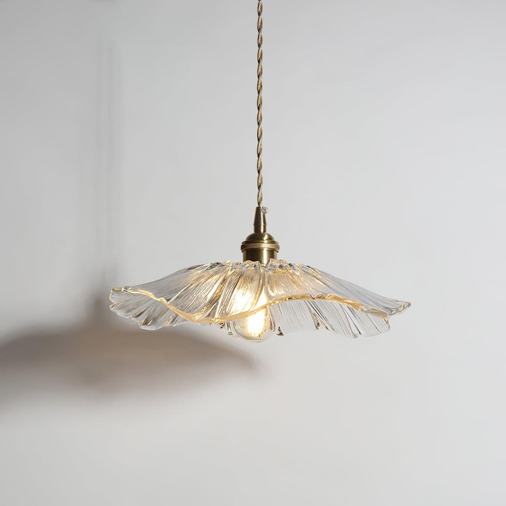 Lenera Bloom Glass Pendant Lamp — Flower-Shaped Glass Shade and Copper Accents