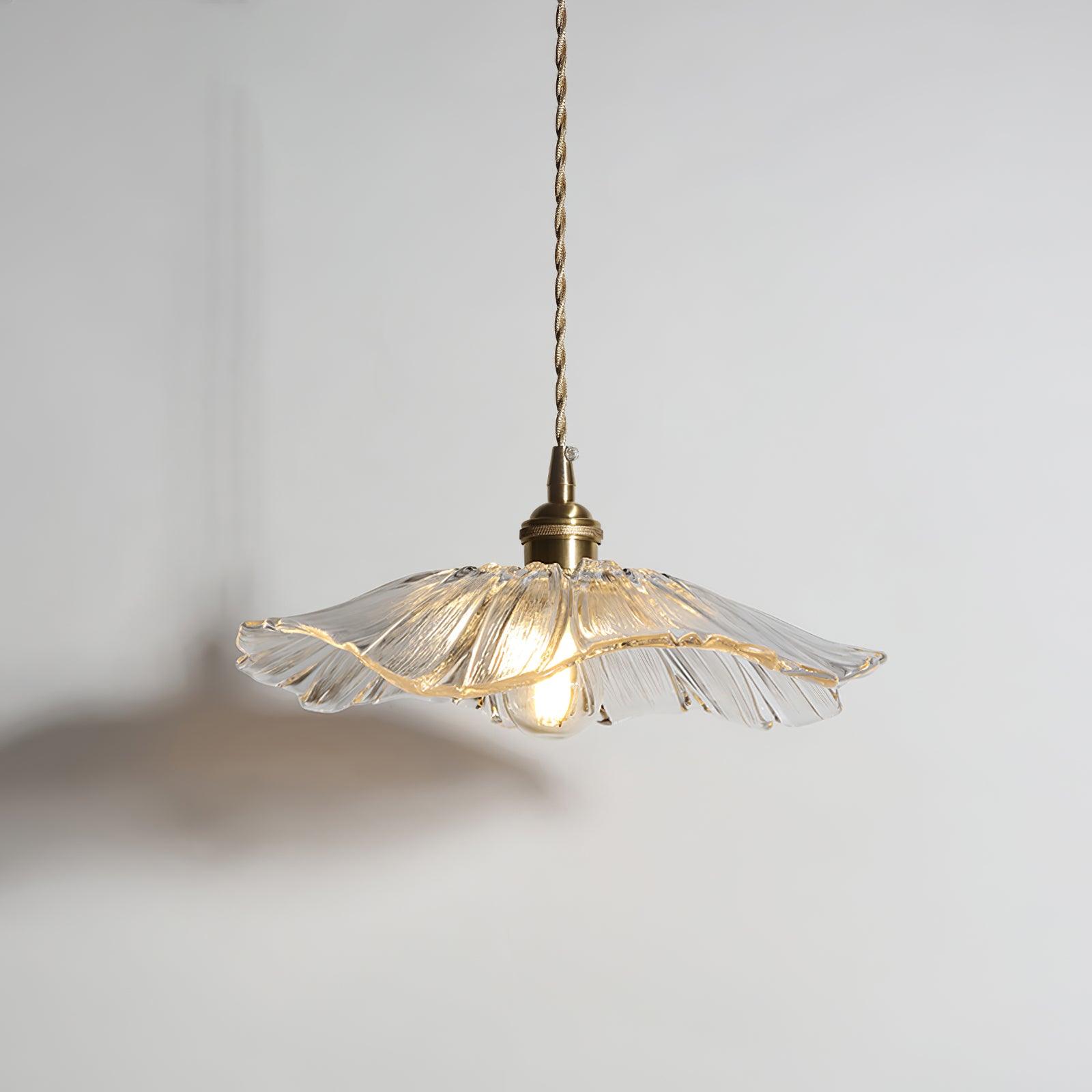 Lenera Bloom Glass Pendant Lamp — Flower-Shaped Glass Shade and Copper Accents