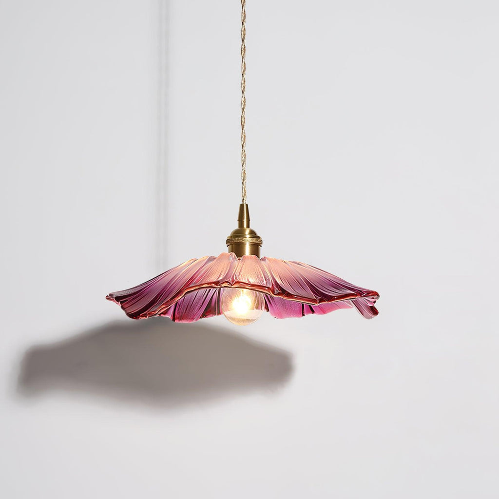 Lenera Bloom Glass Pendant Lamp — Flower-Shaped Glass Shade and Copper Accents