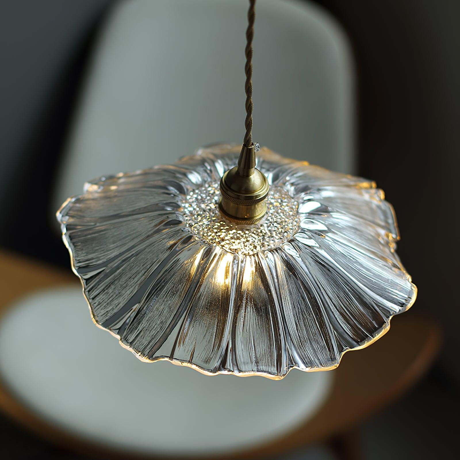 Lenera Bloom Glass Pendant Lamp — Flower-Shaped Glass Shade and Copper Accents