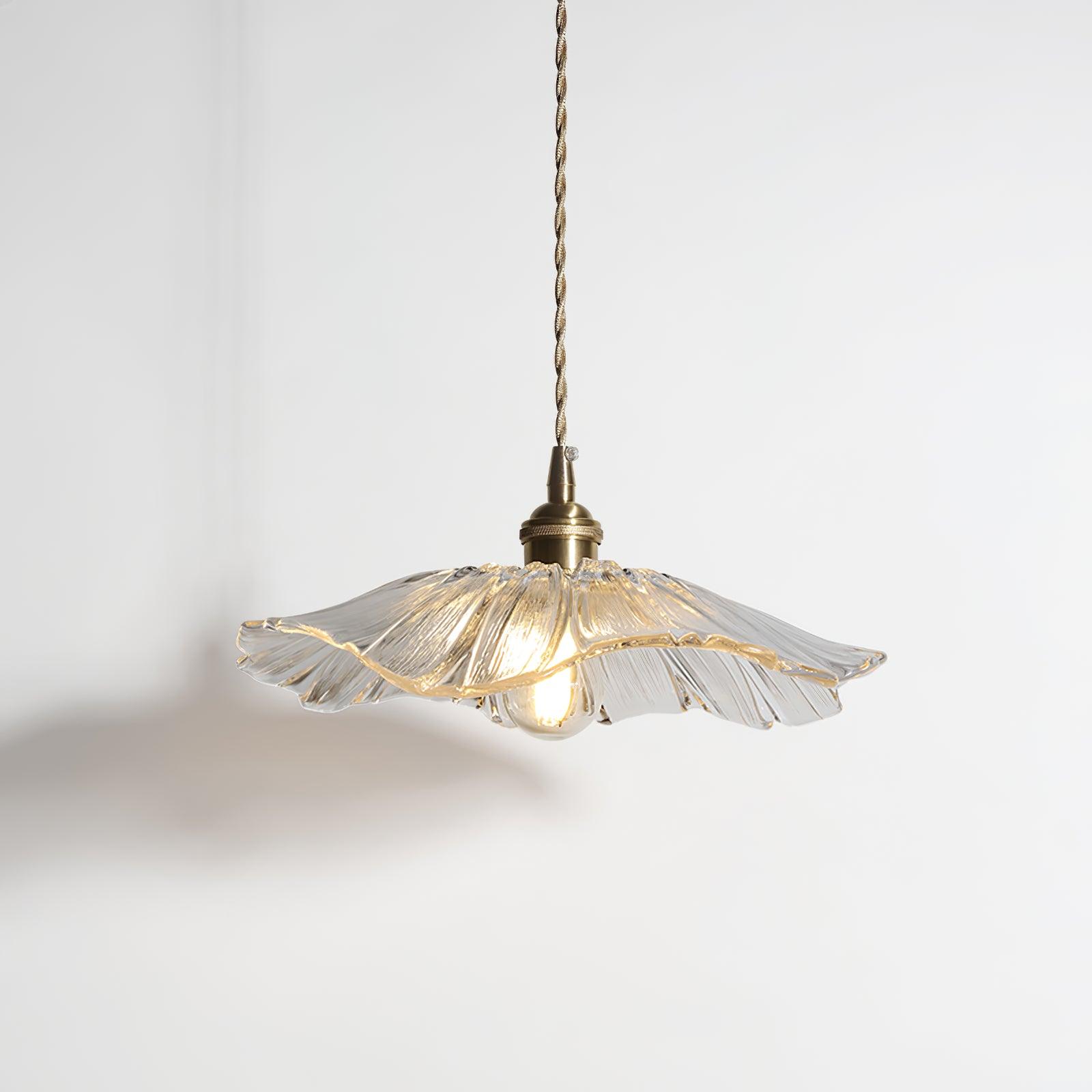 Lenera Bloom Glass Pendant Lamp — Flower-Shaped Glass Shade and Copper Accents