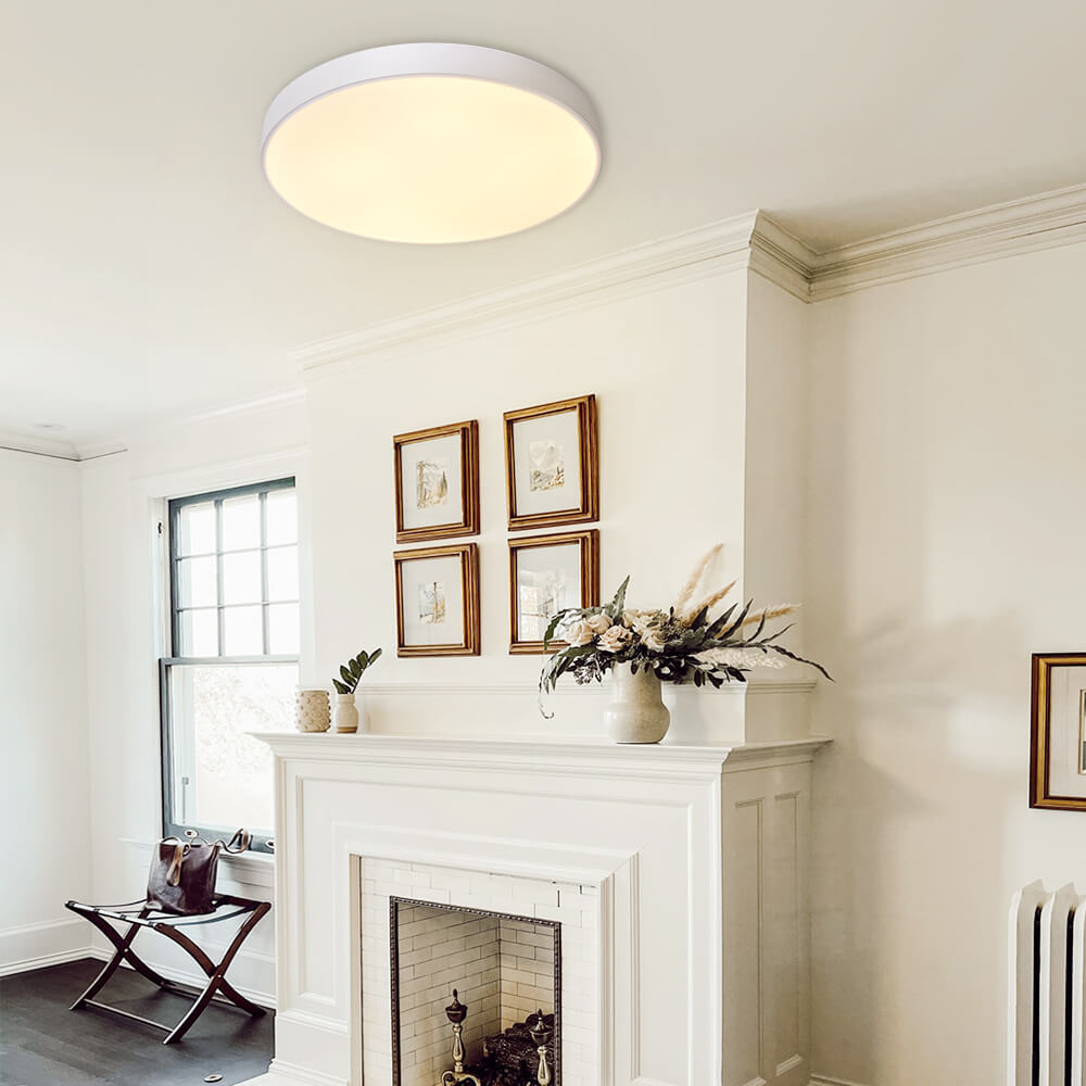 Candeeiro de teto LED moderno de montagem rente — Perfil baixo e elegante, vida útil de 45 000 horas