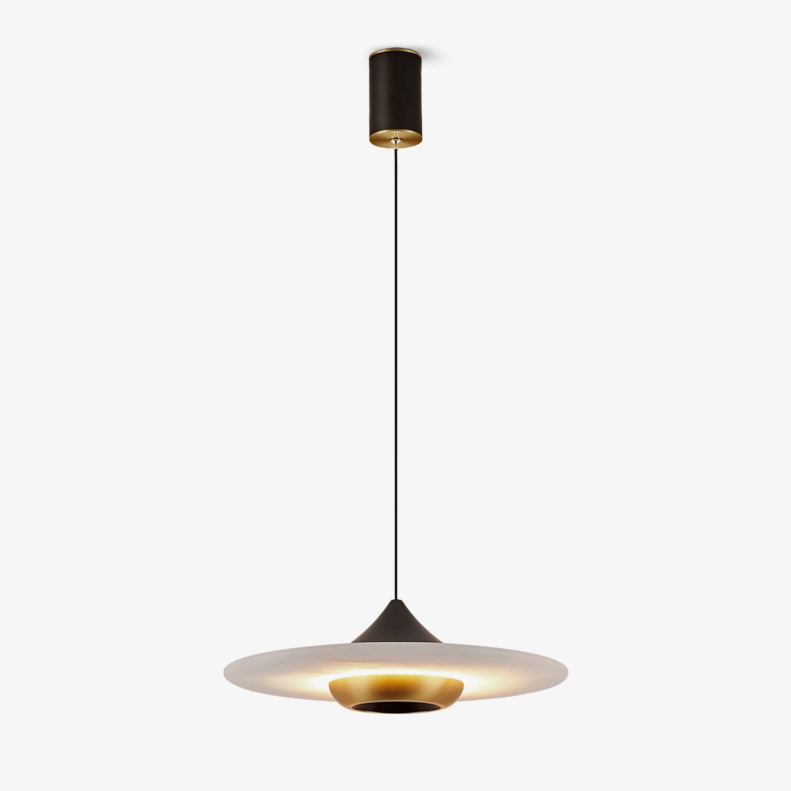 Orbis Modern Marble Flying Saucer Pendant Ceiling Lamp — Circular Canopy Shade