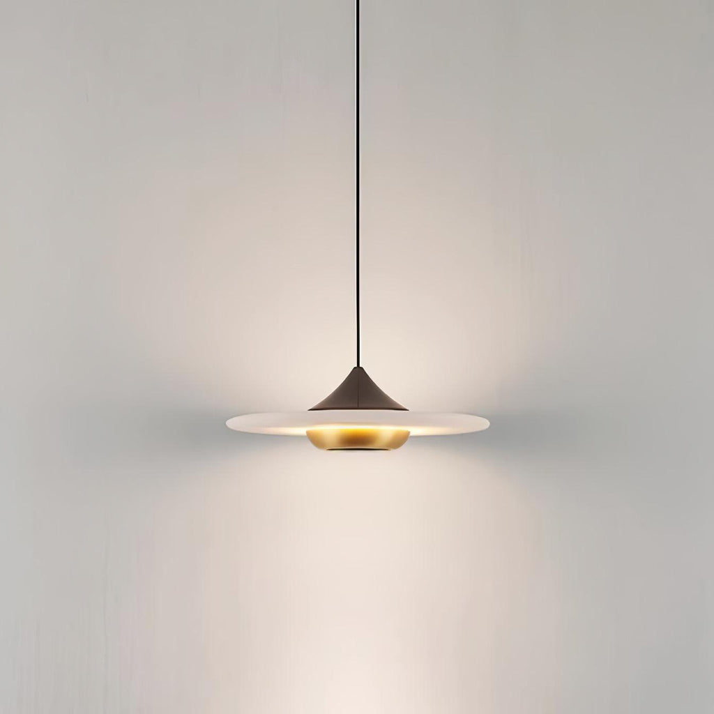 Orbis Modern Marble Flying Saucer Pendant Ceiling Lamp — Circular Canopy Shade