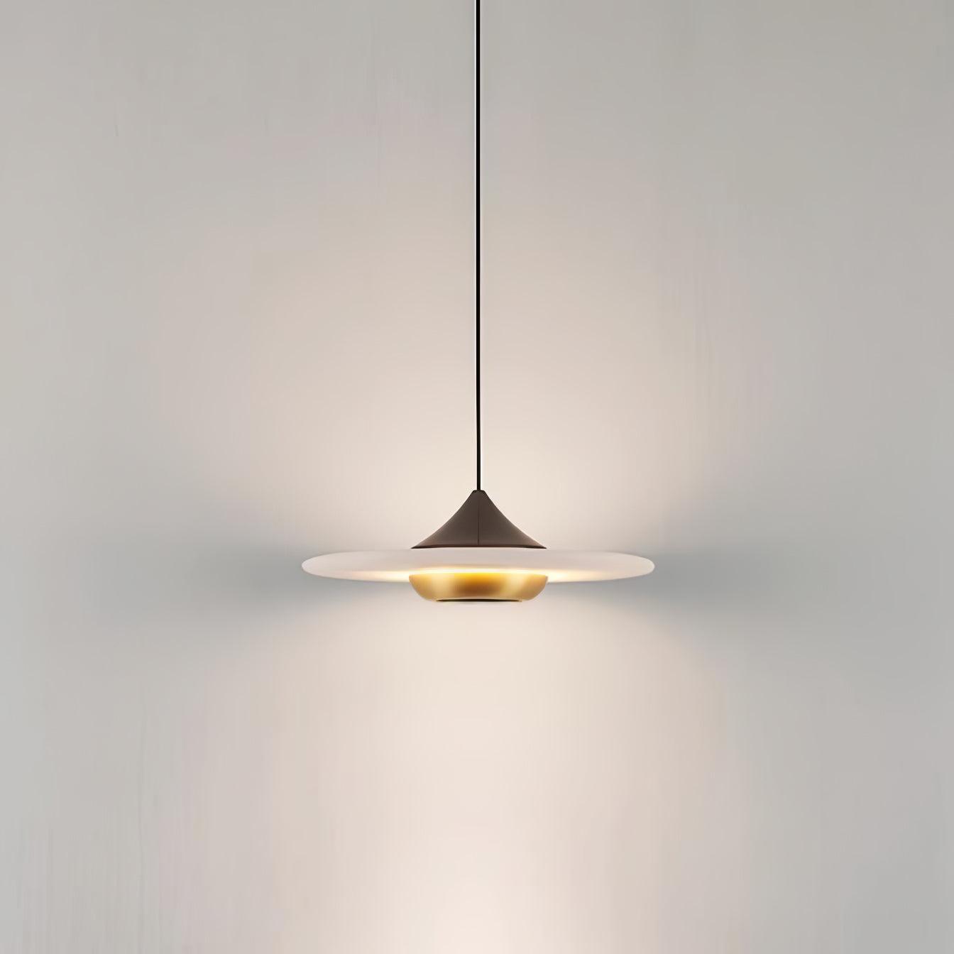Orbis Modern Marble Flying Saucer Pendant Ceiling Lamp — Circular Canopy Shade