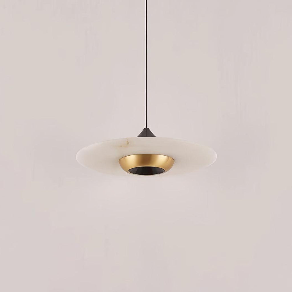 Orbis Modern Marble Flying Saucer Pendant Ceiling Lamp — Circular Canopy Shade