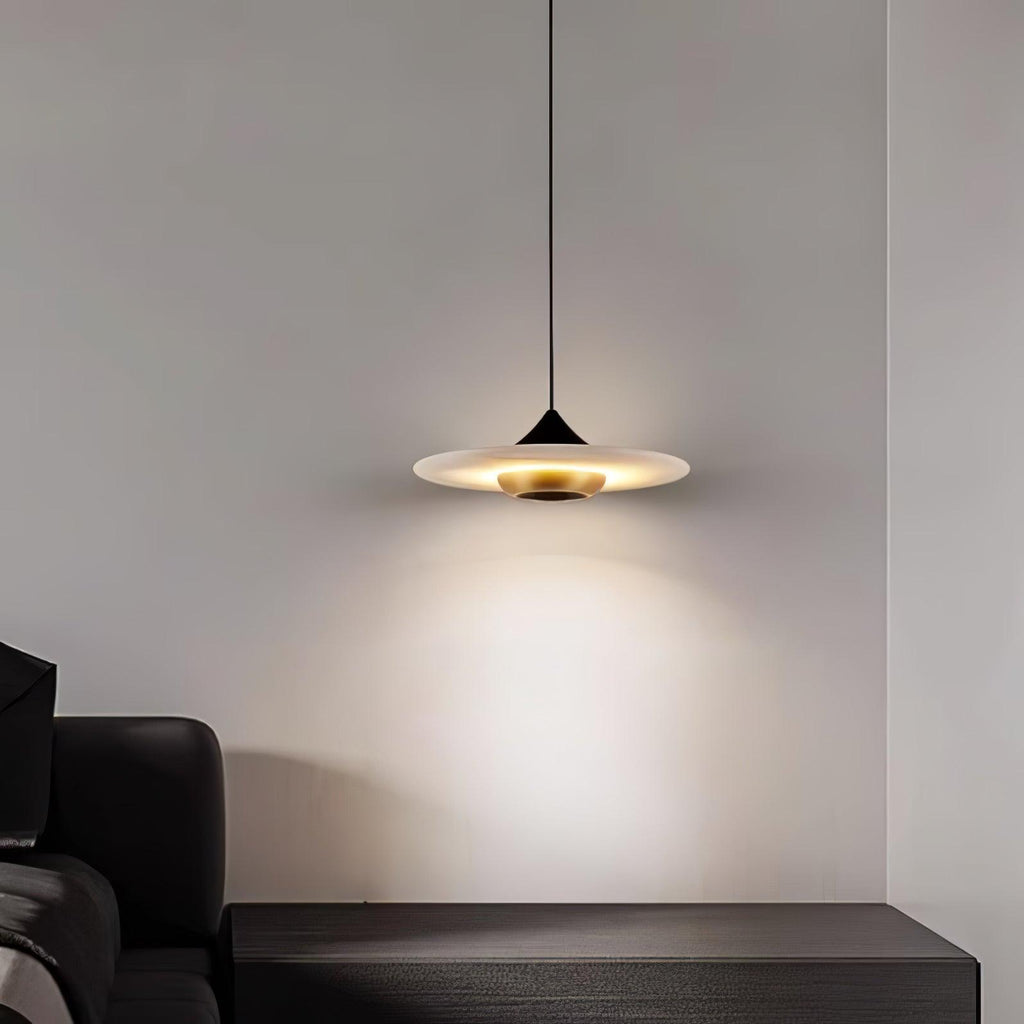 Orbis Modern Marble Flying Saucer Pendant Ceiling Lamp — Circular Canopy Shade