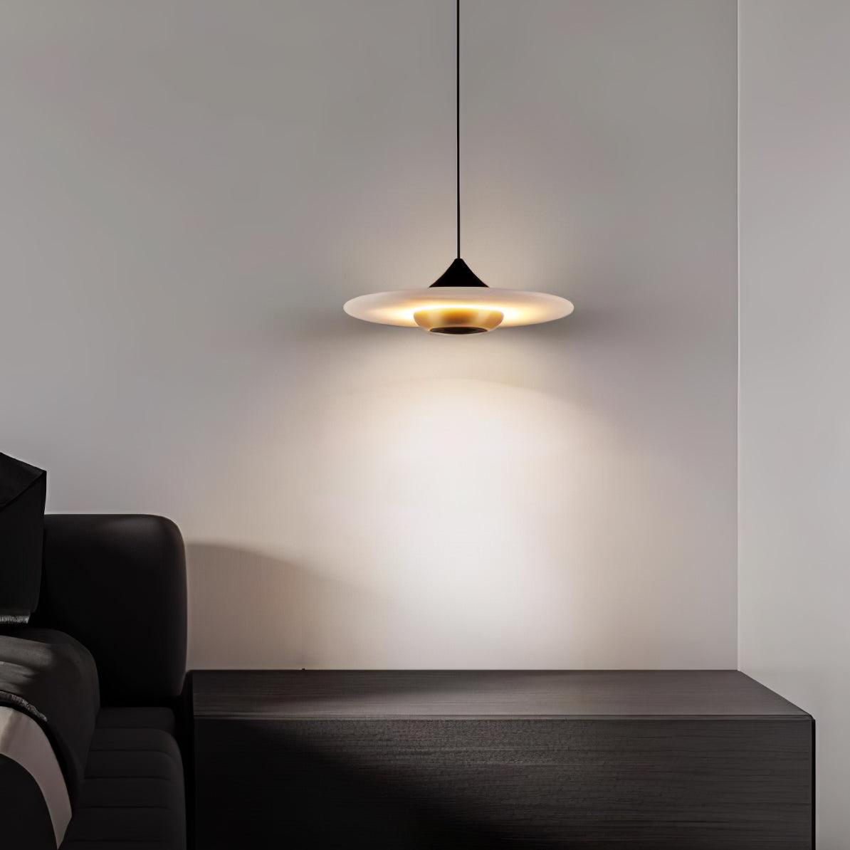 Orbis Modern Marble Flying Saucer Pendant Ceiling Lamp — Circular Canopy Shade