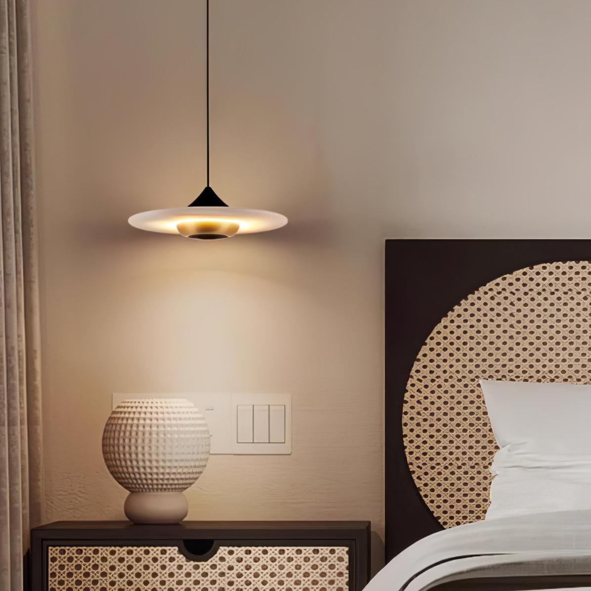 Orbis Modern Marble Flying Saucer Pendant Ceiling Lamp — Circular Canopy Shade