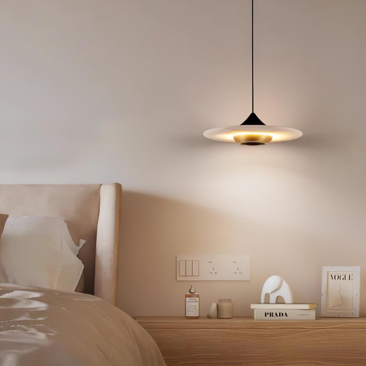 Orbis Modern Marble Flying Saucer Pendant Ceiling Lamp — Circular Canopy Shade