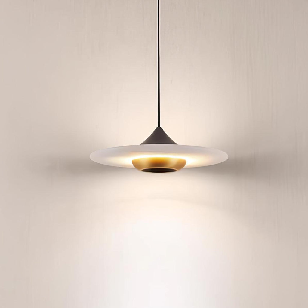 Orbis Modern Marble Flying Saucer Pendant Ceiling Lamp — Circular Canopy Shade