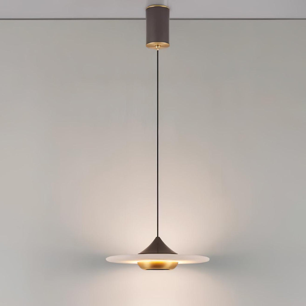 Orbis Modern Marble Flying Saucer Pendant Ceiling Lamp — Circular Canopy Shade