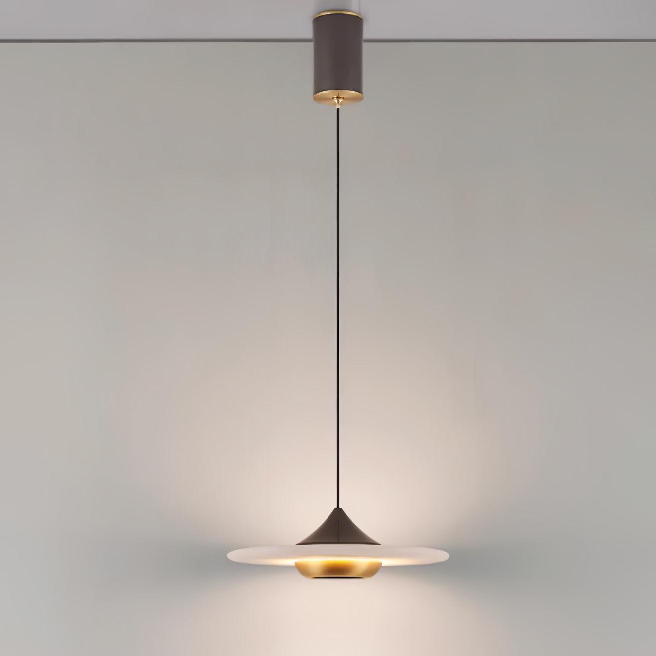 Orbis Modern Marble Flying Saucer Pendant Ceiling Lamp — Circular Canopy Shade