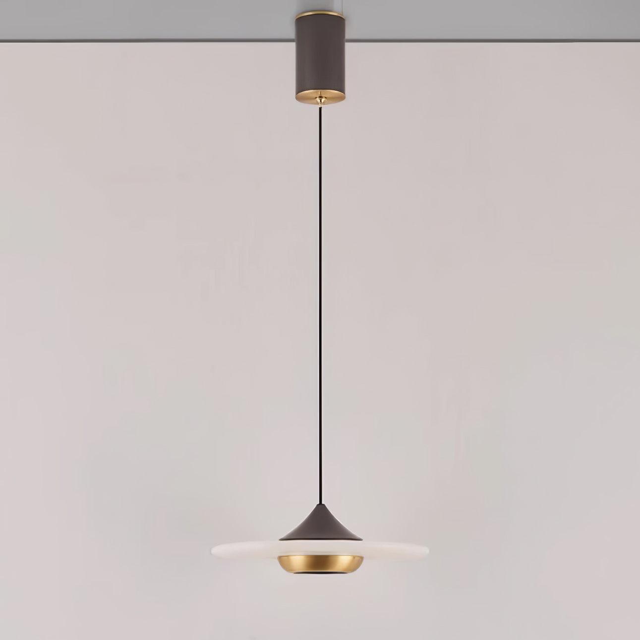 Orbis Modern Marble Flying Saucer Pendant Ceiling Lamp — Circular Canopy Shade