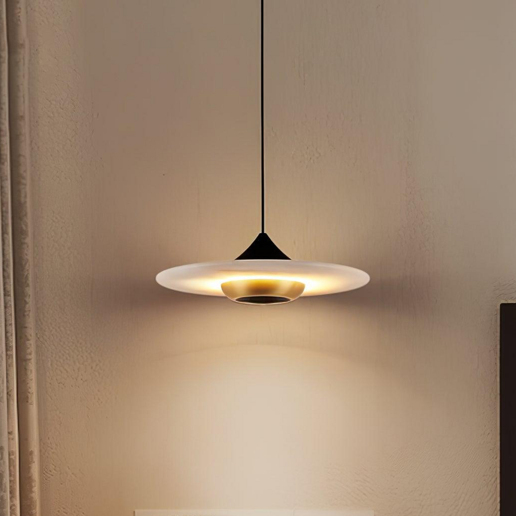 Orbis Modern Marble Flying Saucer Pendant Ceiling Lamp — Circular Canopy Shade