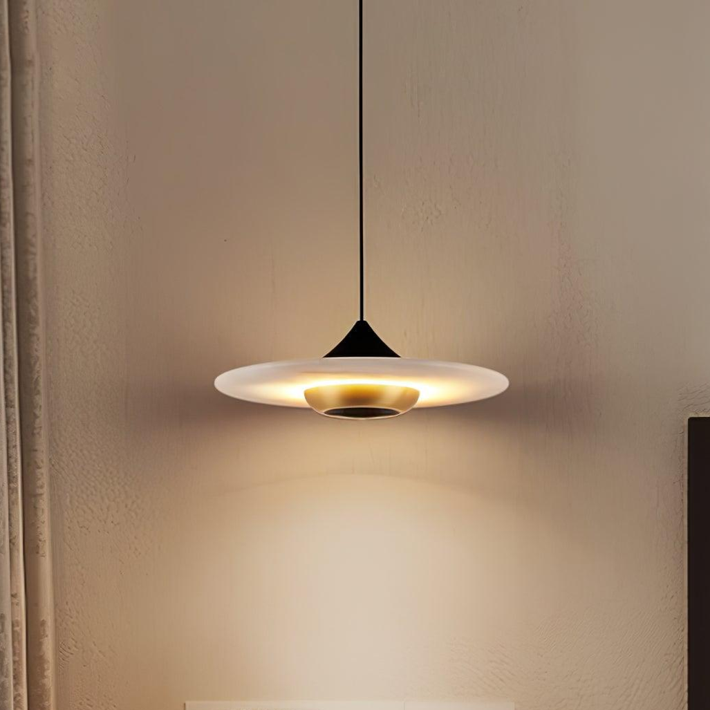 Orbis Modern Marble Flying Saucer Pendant Ceiling Lamp — Circular Canopy Shade