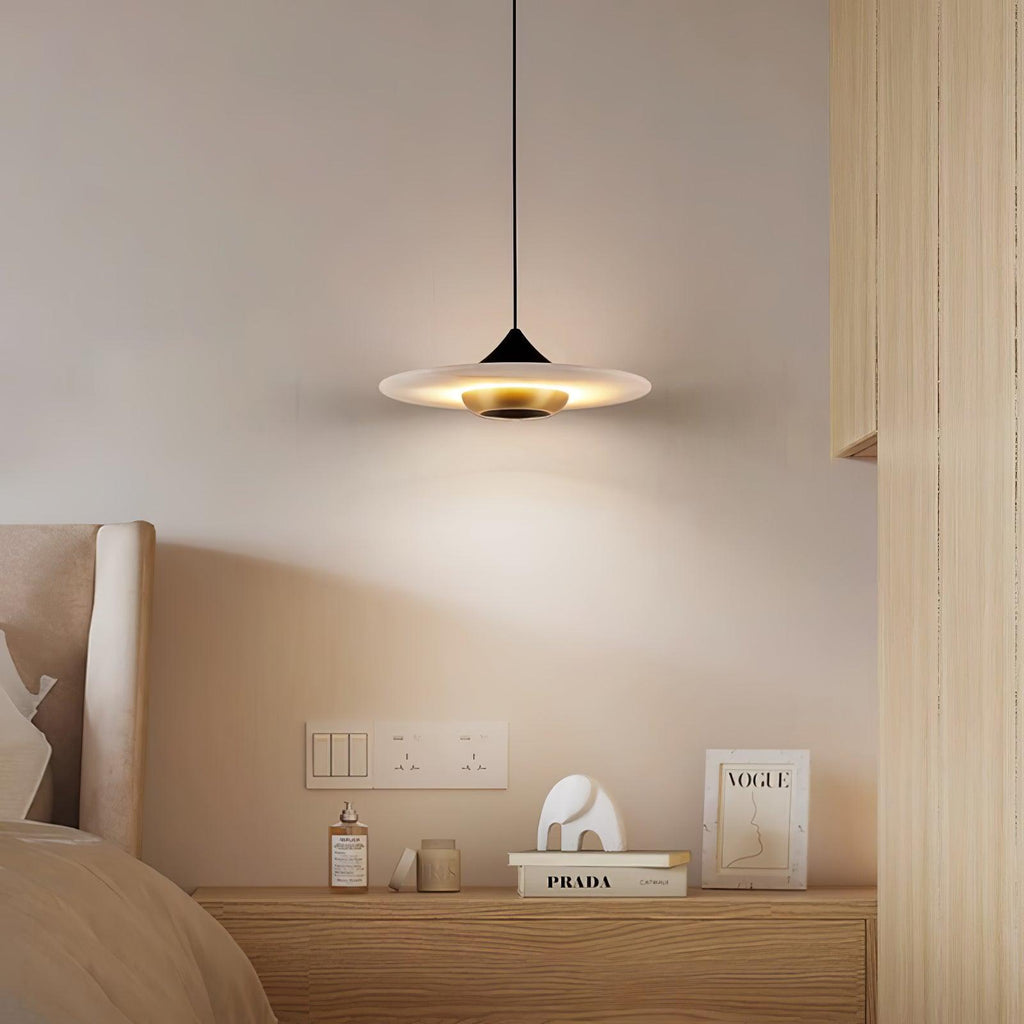 Orbis Modern Marble Flying Saucer Pendant Ceiling Lamp — Circular Canopy Shade