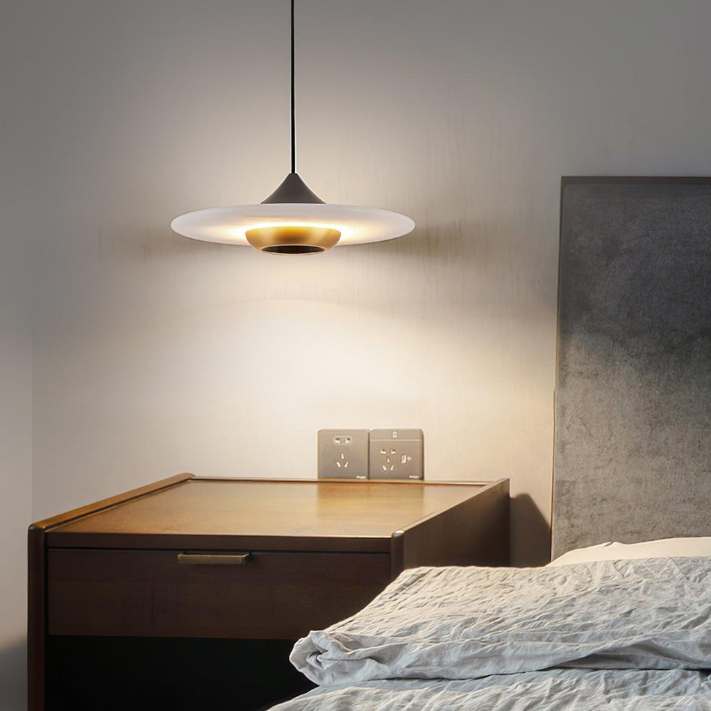 Orbis Modern Marble Flying Saucer Pendant Ceiling Lamp — Circular Canopy Shade