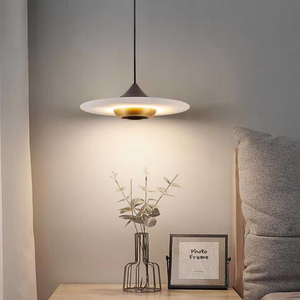 Orbis Modern Marble Flying Saucer Pendant Ceiling Lamp — Circular Canopy Shade