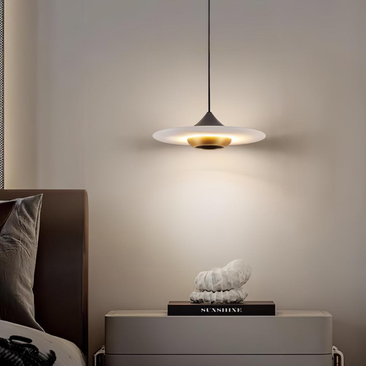 Orbis Modern Marble Flying Saucer Pendant Ceiling Lamp — Circular Canopy Shade