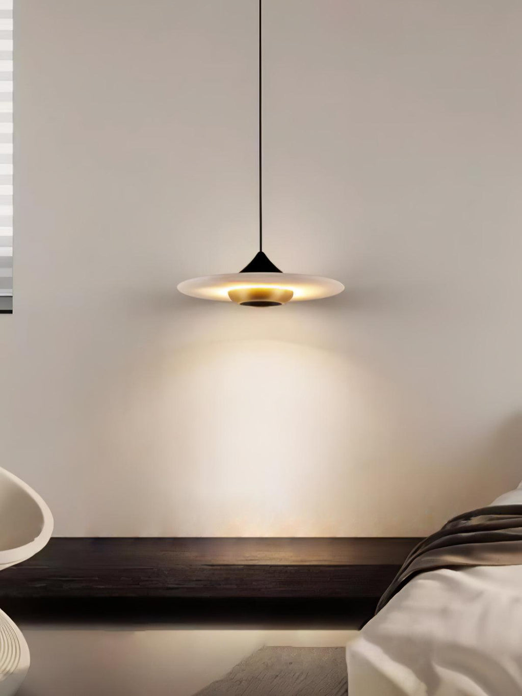 Orbis Modern Marble Flying Saucer Pendant Ceiling Lamp — Circular Canopy Shade