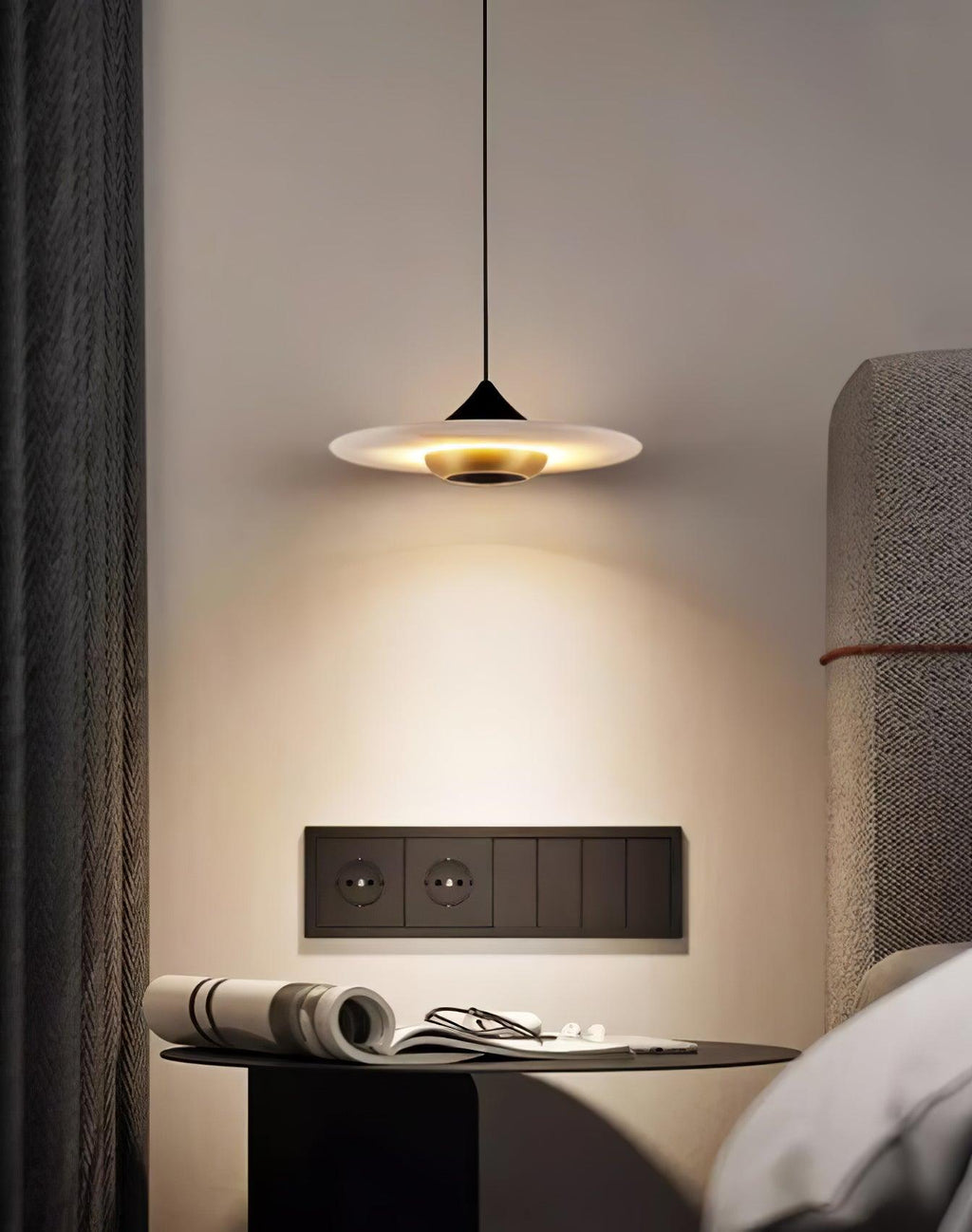 Orbis Modern Marble Flying Saucer Pendant Ceiling Lamp — Circular Canopy Shade