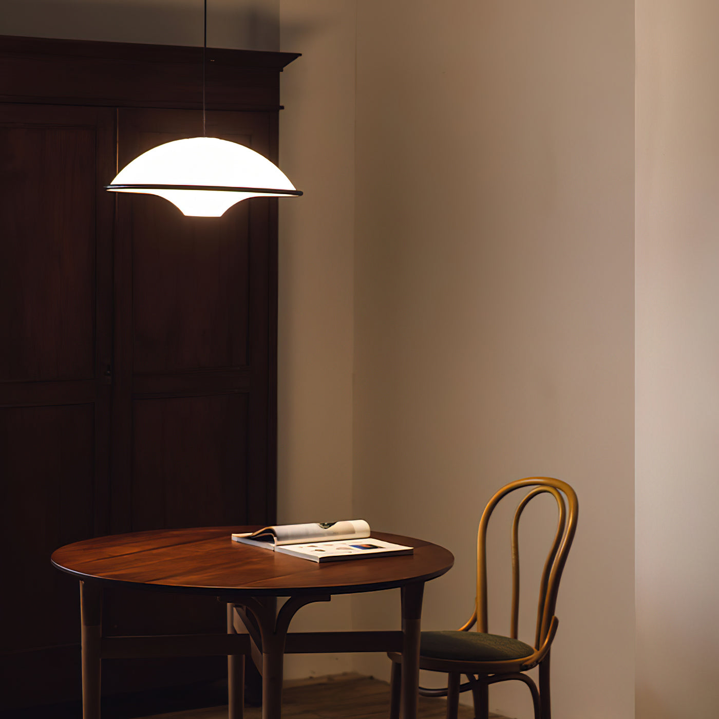 Novara UFO Pendant Light — Minimalist Design, Black Trim Accent