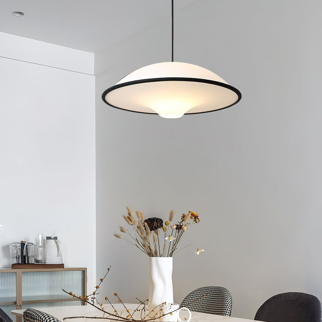 Novara UFO Pendant Light — Minimalist Design, Black Trim Accent