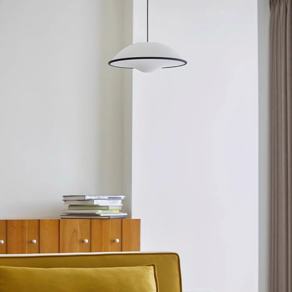 Novara UFO Pendant Light — Minimalist Design, Black Trim Accent