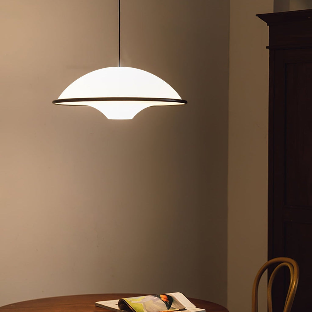 Novara UFO Pendant Light — Minimalist Design, Black Trim Accent