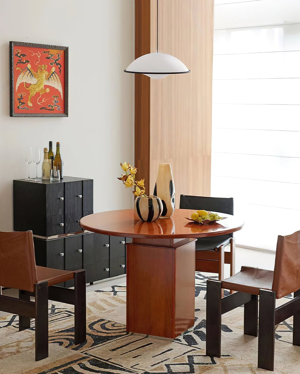 Novara UFO Pendant Light — Minimalist Design, Black Trim Accent