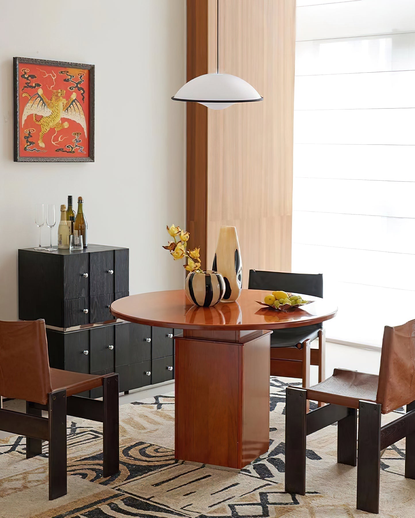 Novara UFO Pendant Light — Minimalist Design, Black Trim Accent