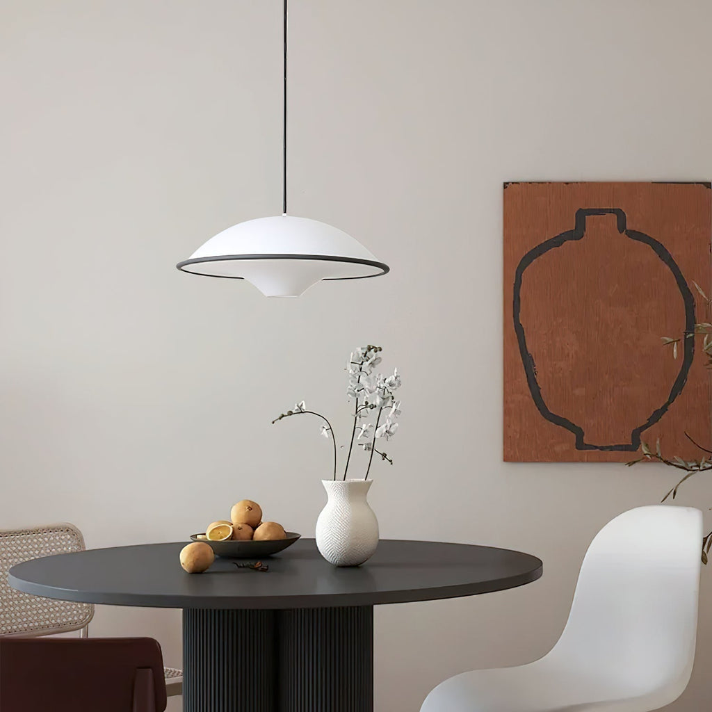 Novara UFO Pendant Light — Minimalist Design, Black Trim Accent