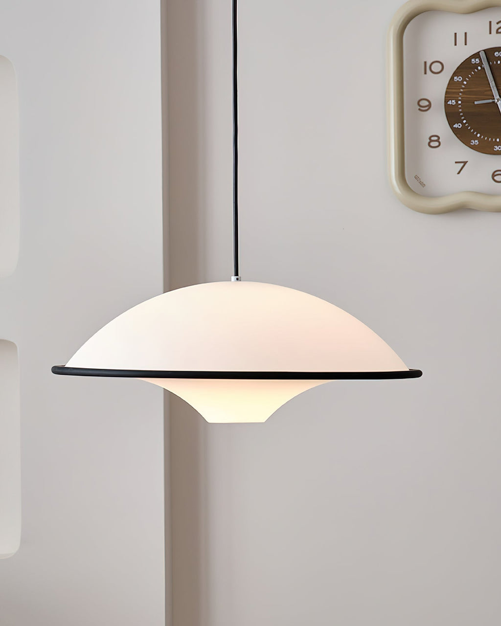 Novara UFO Pendant Light — Minimalist Design, Black Trim Accent