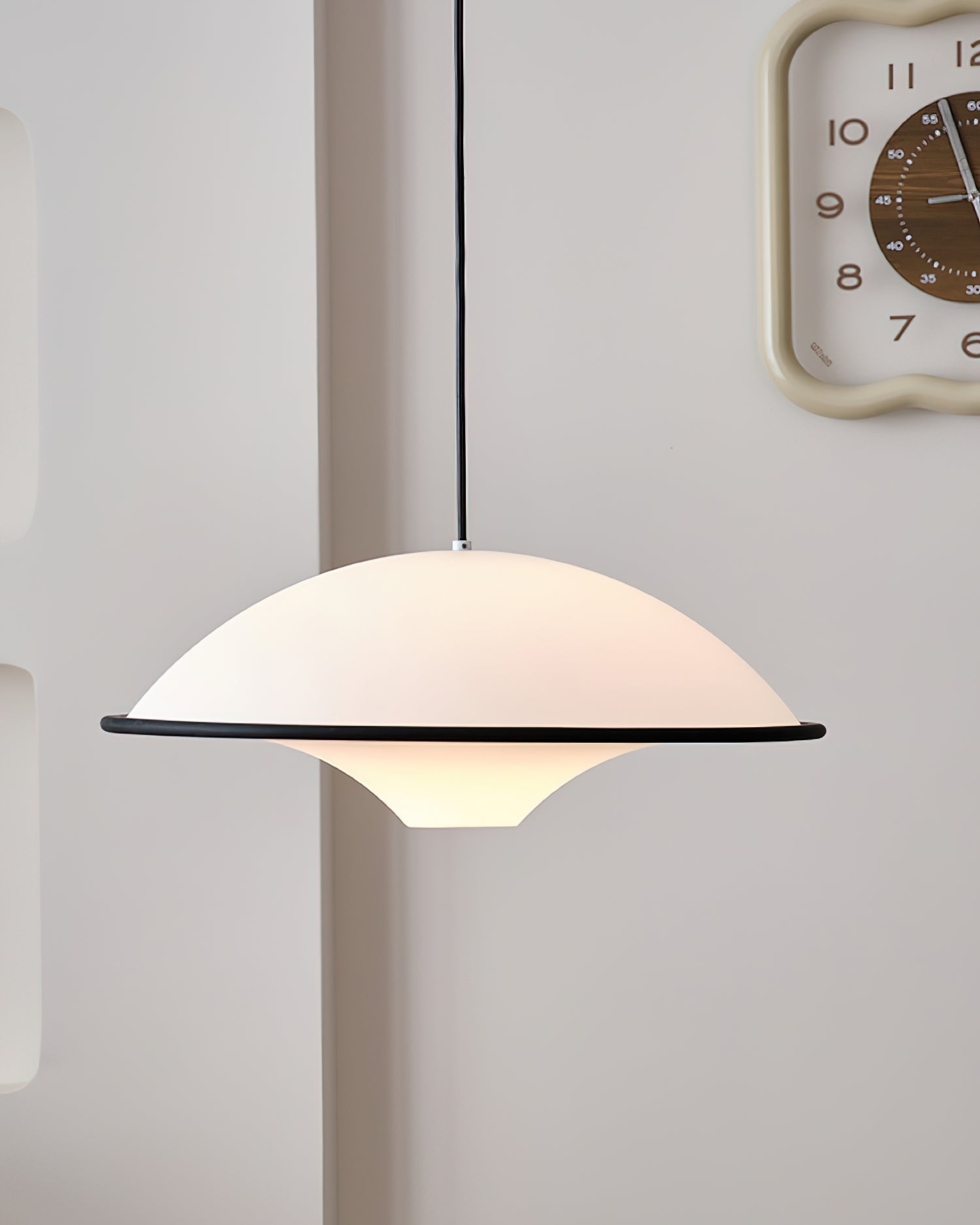 Novara UFO Pendant Light — Minimalist Design, Black Trim Accent