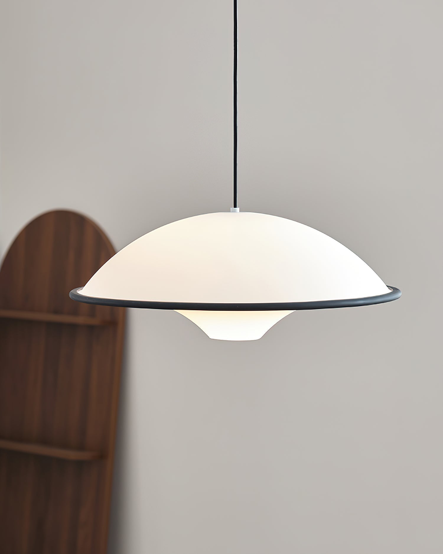 Novara UFO Pendant Light — Minimalist Design, Black Trim Accent
