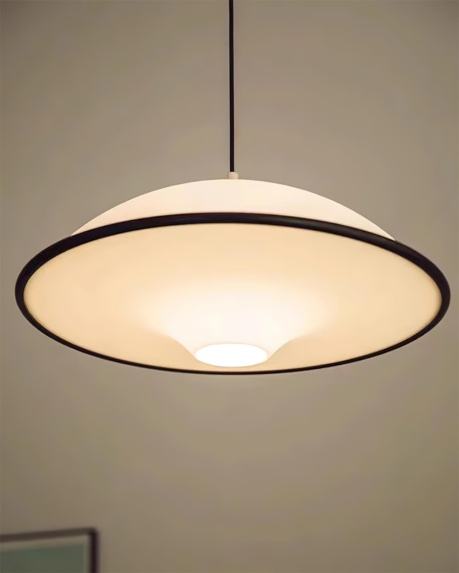 Novara UFO Pendant Light — Minimalist Design, Black Trim Accent