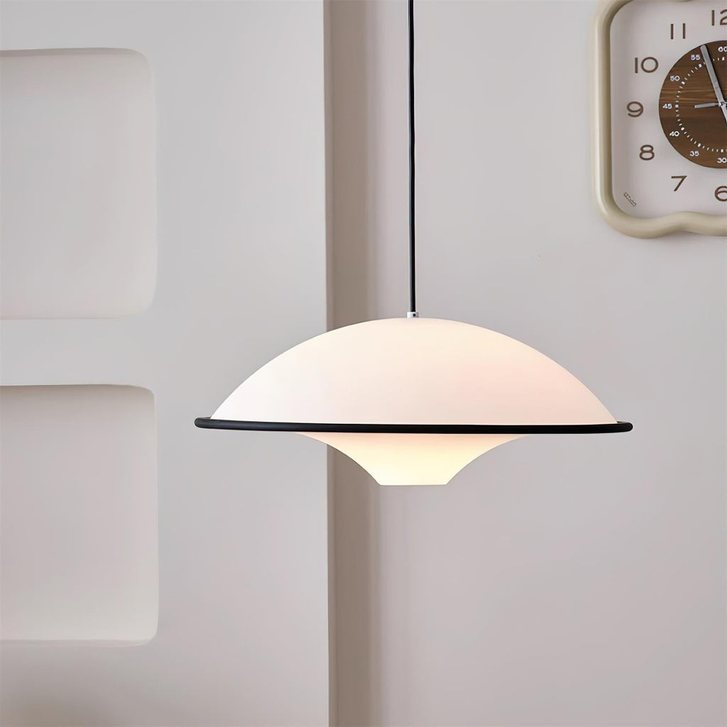 Novara UFO Pendant Light — Minimalist Design, Black Trim Accent