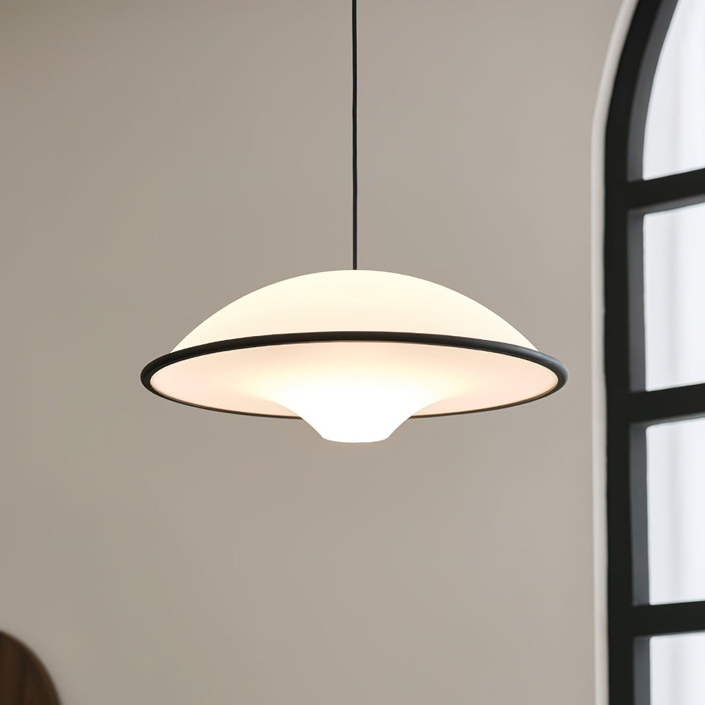 Novara UFO Pendant Light — Minimalist Design, Black Trim Accent
