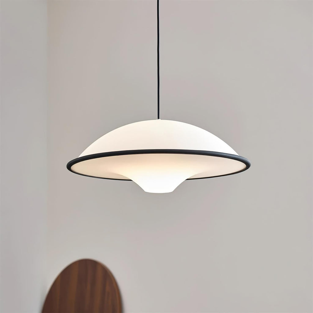 Novara UFO Pendant Light — Minimalist Design, Black Trim Accent