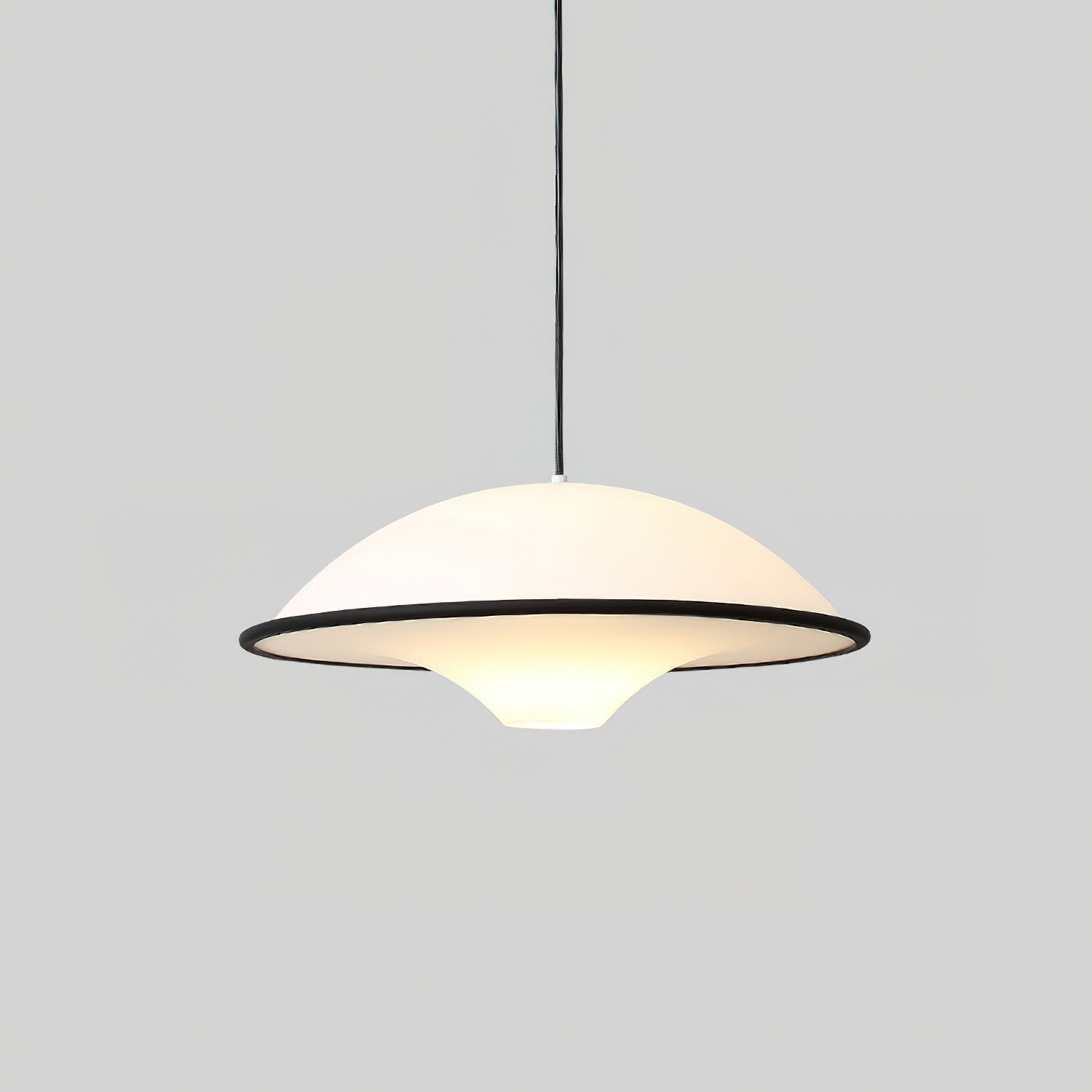 Novara UFO Pendant Light — Minimalist Design, Black Trim Accent