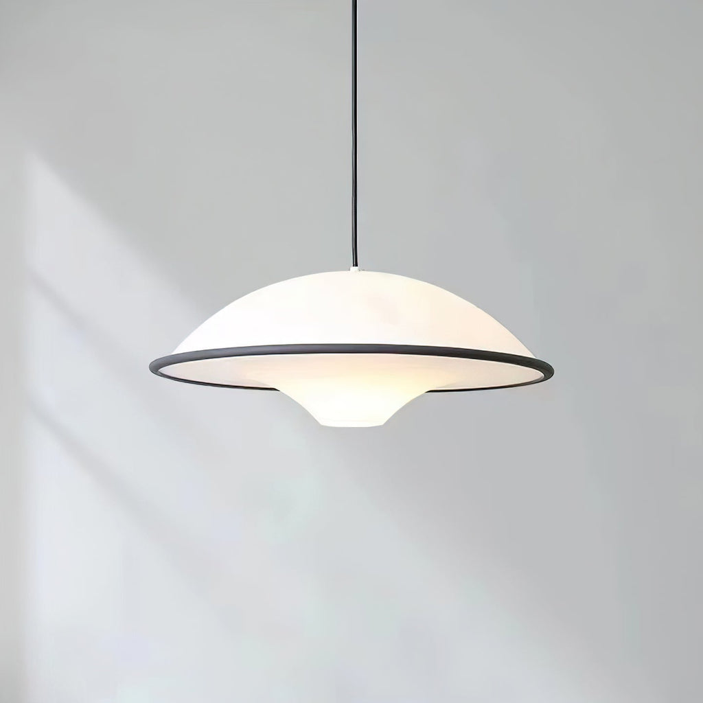 Novara UFO Pendant Light — Minimalist Design, Black Trim Accent
