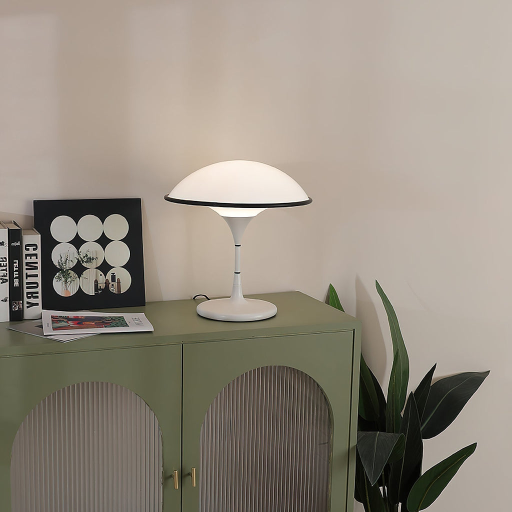 Marinella Acrylic Dome Table Lamp — Black Trim Detail
