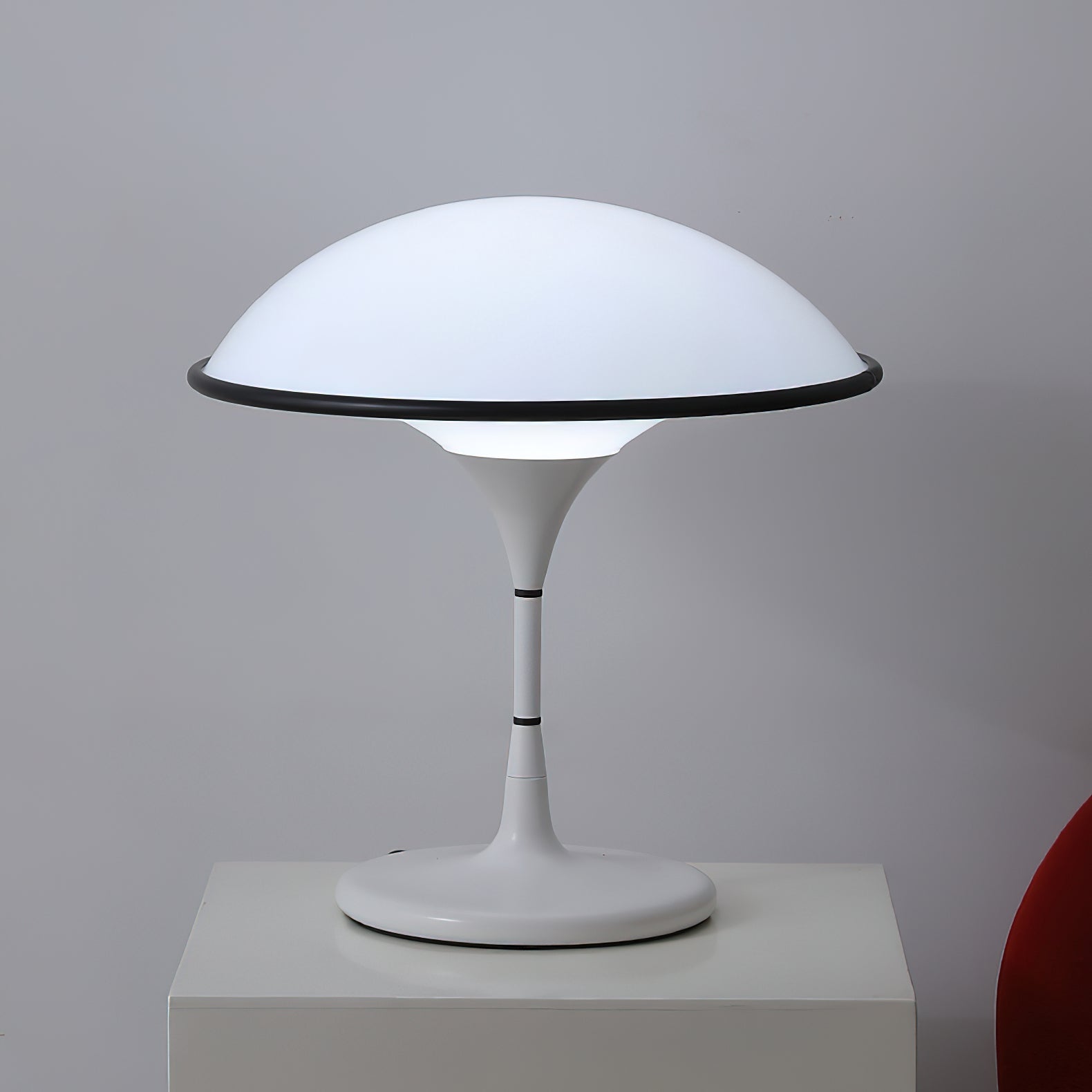 Marinella Acrylic Dome Table Lamp — Black Trim Detail