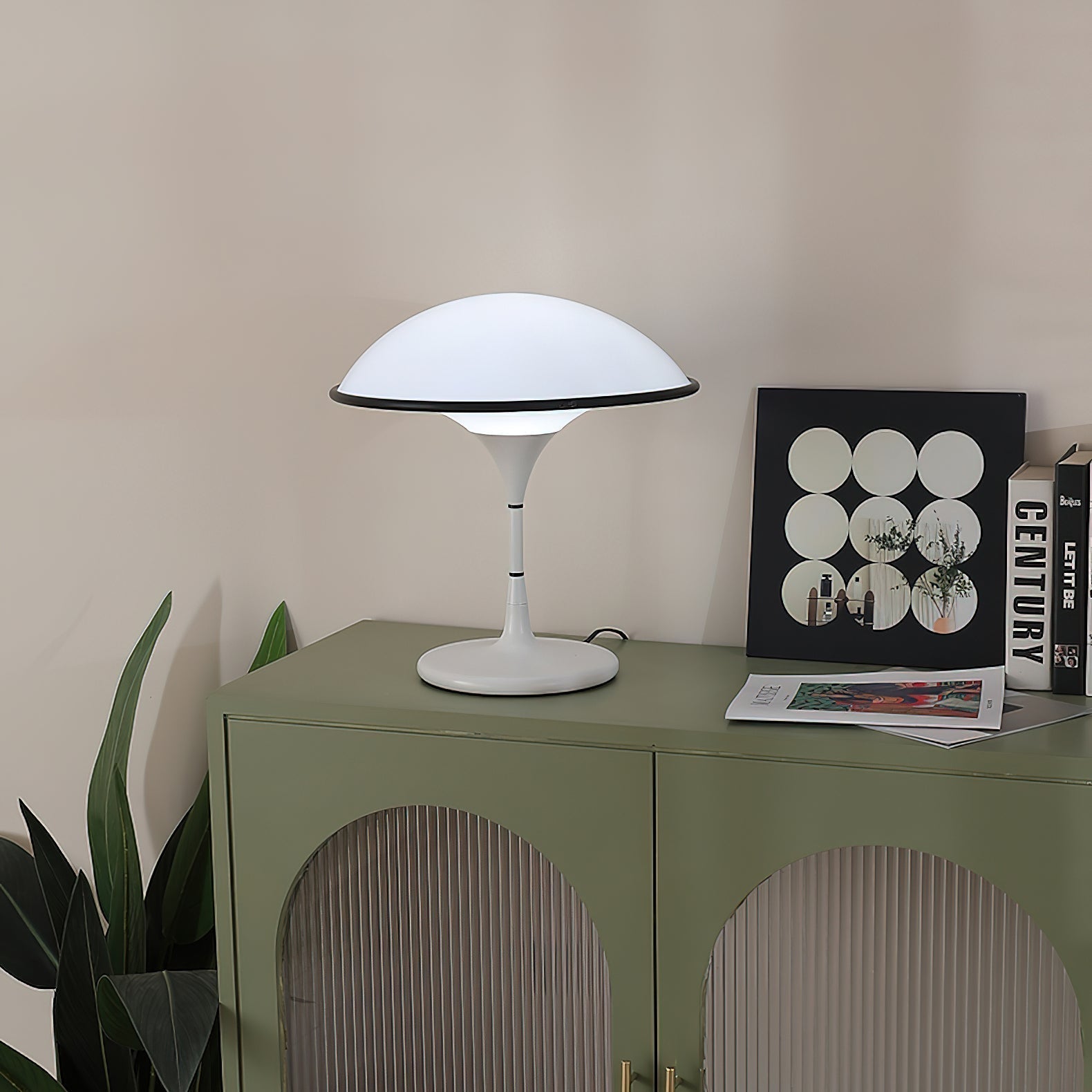 Marinella Acrylic Dome Table Lamp — Black Trim Detail