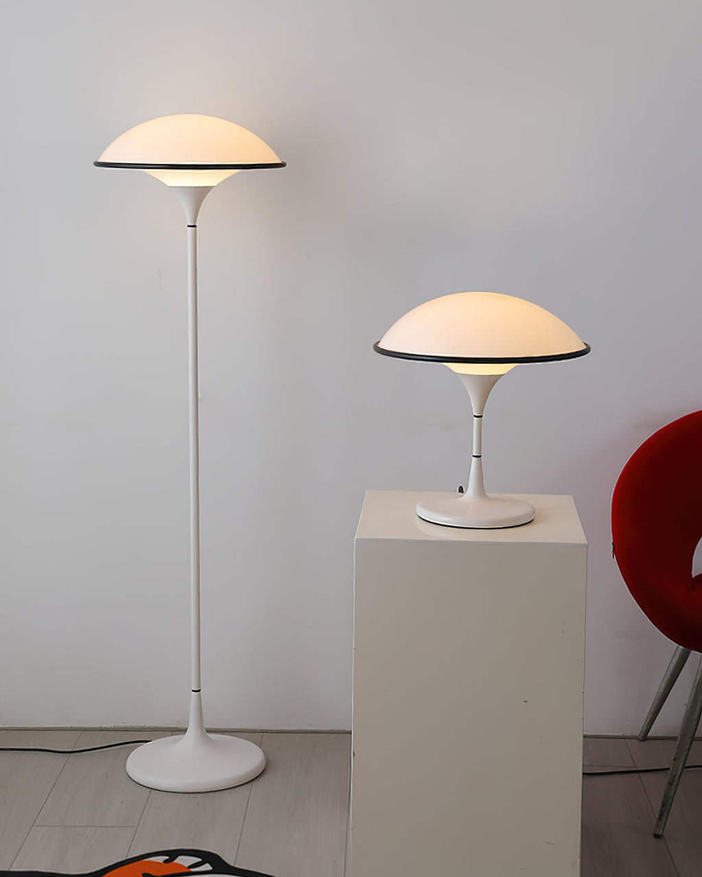 Marinella Acrylic Dome Table Lamp — Black Trim Detail