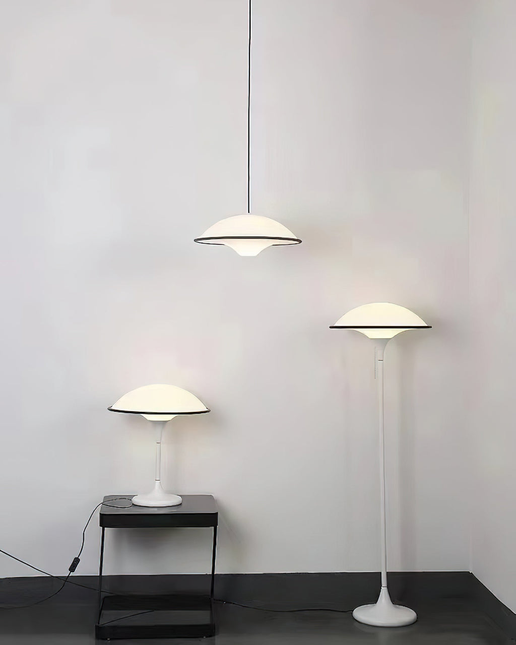 Marinella Acrylic Dome Table Lamp — Black Trim Detail