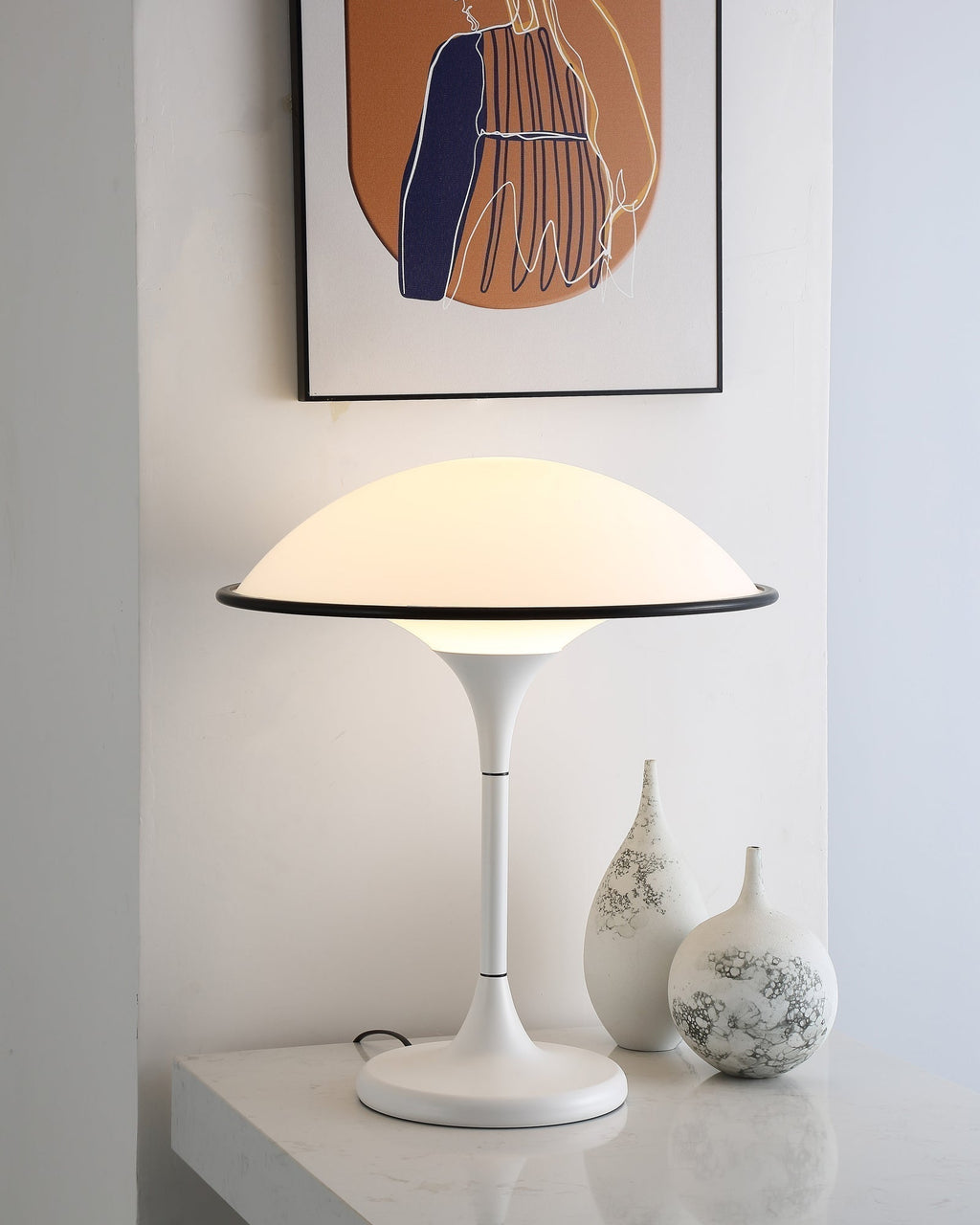 Marinella Acrylic Dome Table Lamp — Black Trim Detail